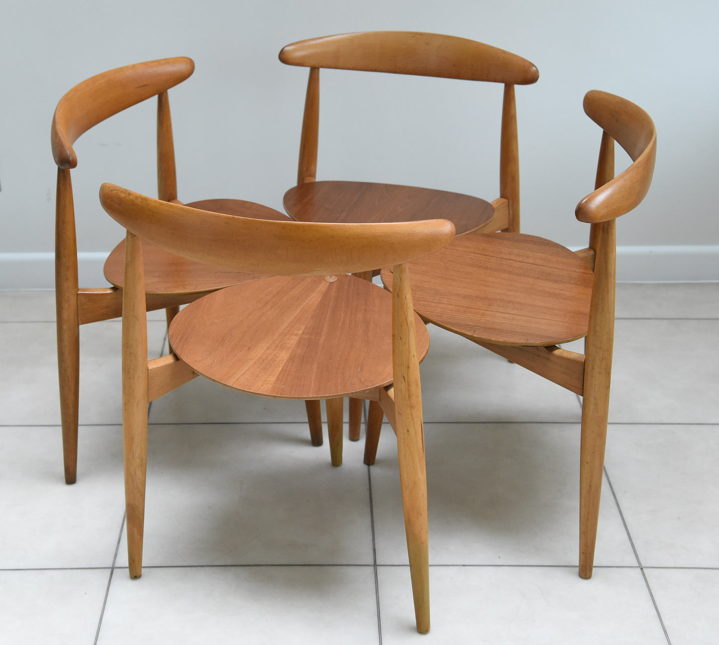Hans J Wegner 'Heart' Dining Chairs FH4103 by Fritz Hansen Denmark, 1960s