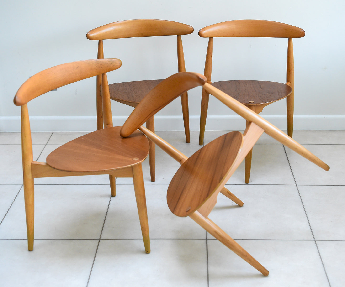 Hans J Wegner 'Heart' Dining Chairs FH4103 by Fritz Hansen Denmark, 1960s #2