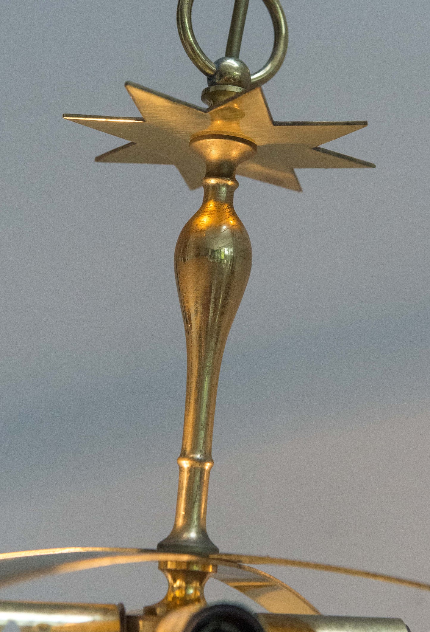 1970’S Brass & Glass 8 Point Star Chandelier