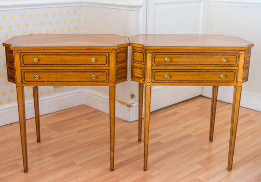 A Pair Of Vintage Maitland Smith Two Draw Side/Bedside Or Drinks Tables. C1980