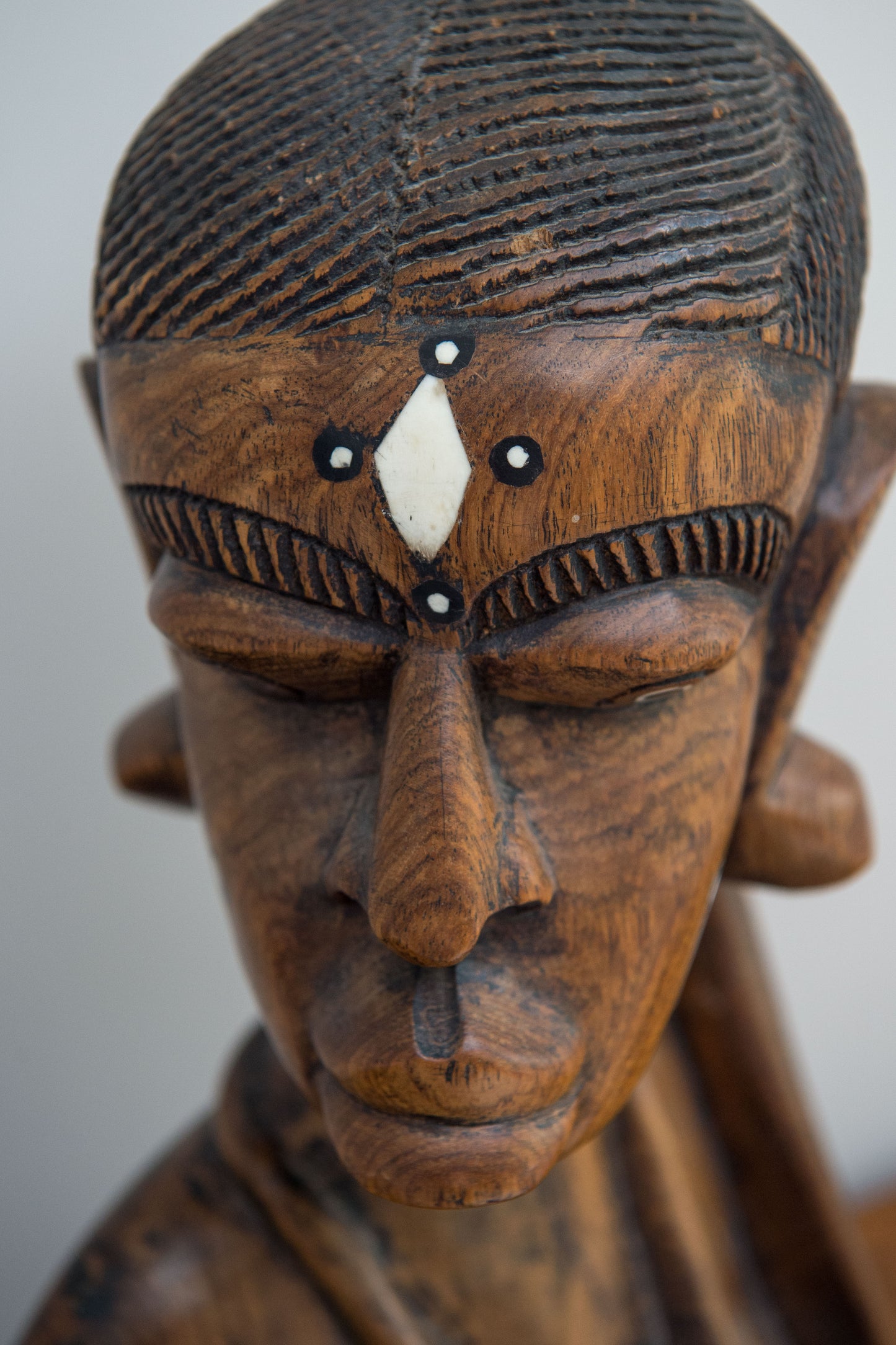 Mid Century Hand Carved African Bust Of A Female Tribal Warrior