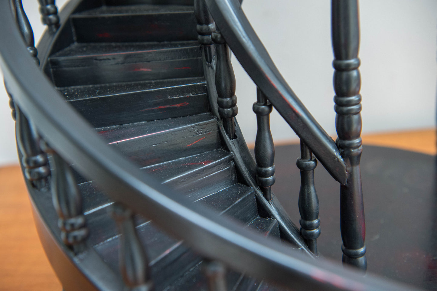 Vintage English Faux Ebonised Architectural Model Spiral Staircase, Mid 20th Century