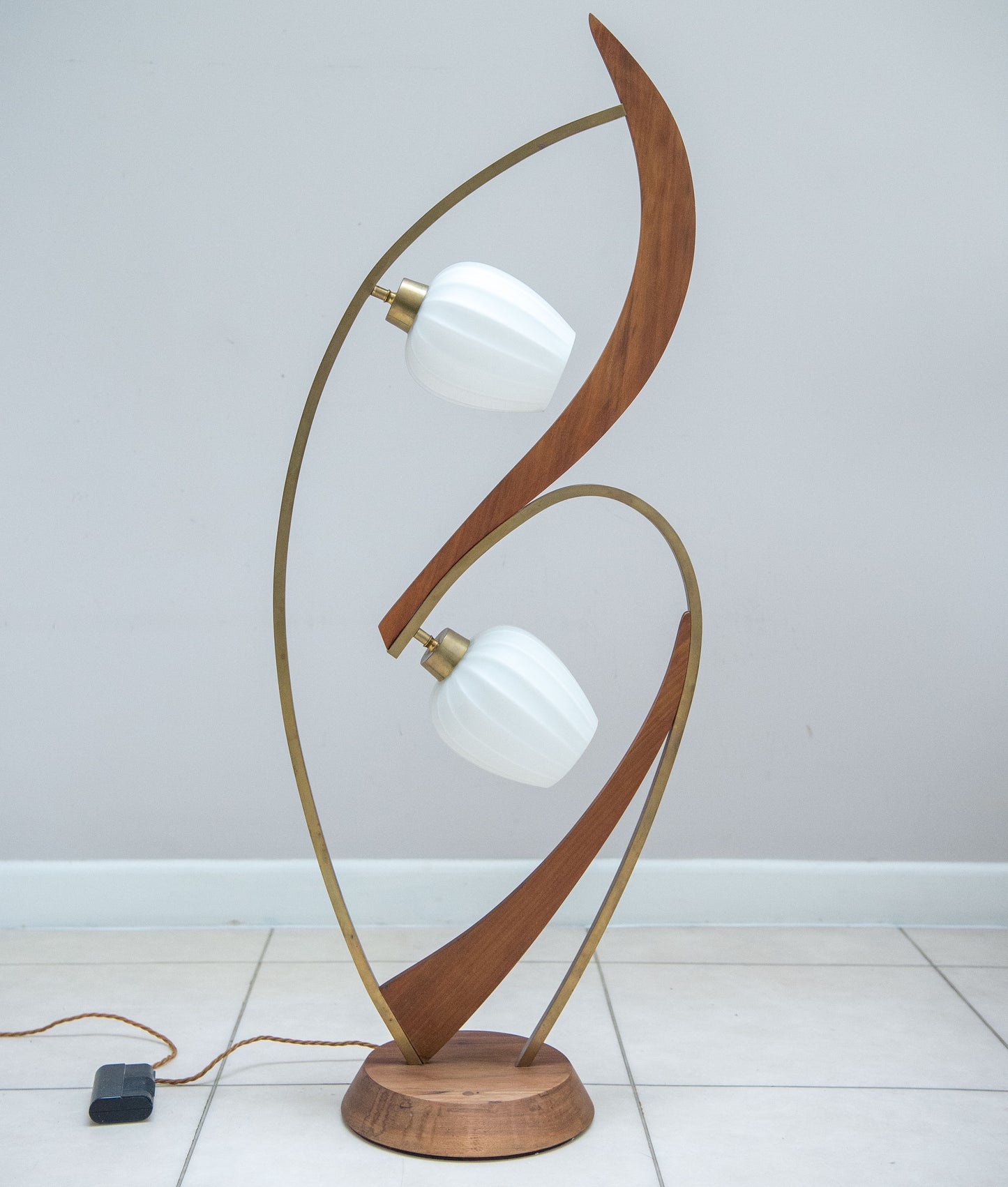 Superb Mid 20th Century Danish Teak And Brass Floor Standing Lamp