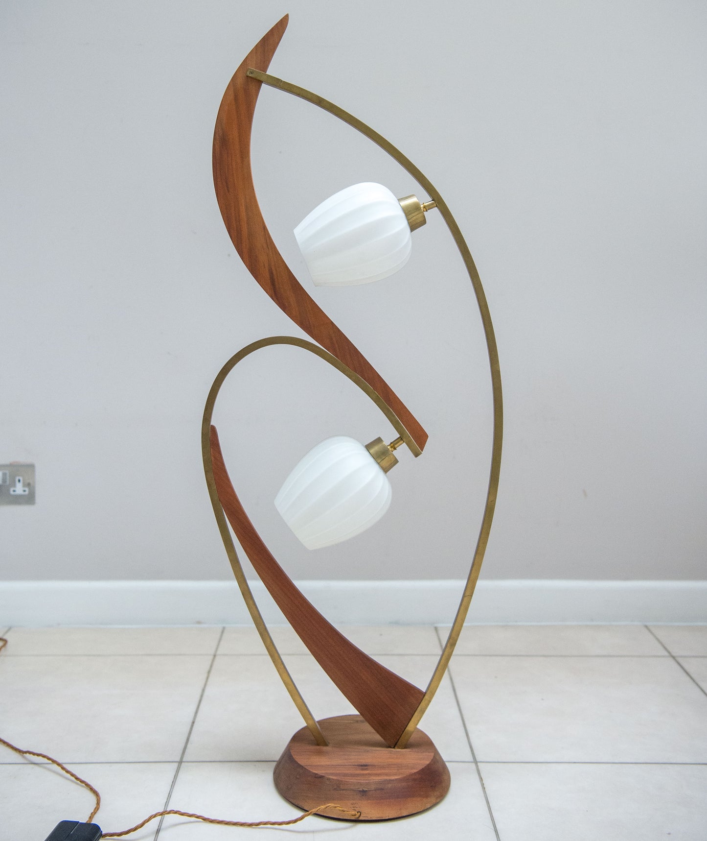 Superb Mid 20th Century Danish Teak And Brass Floor Standing Lamp