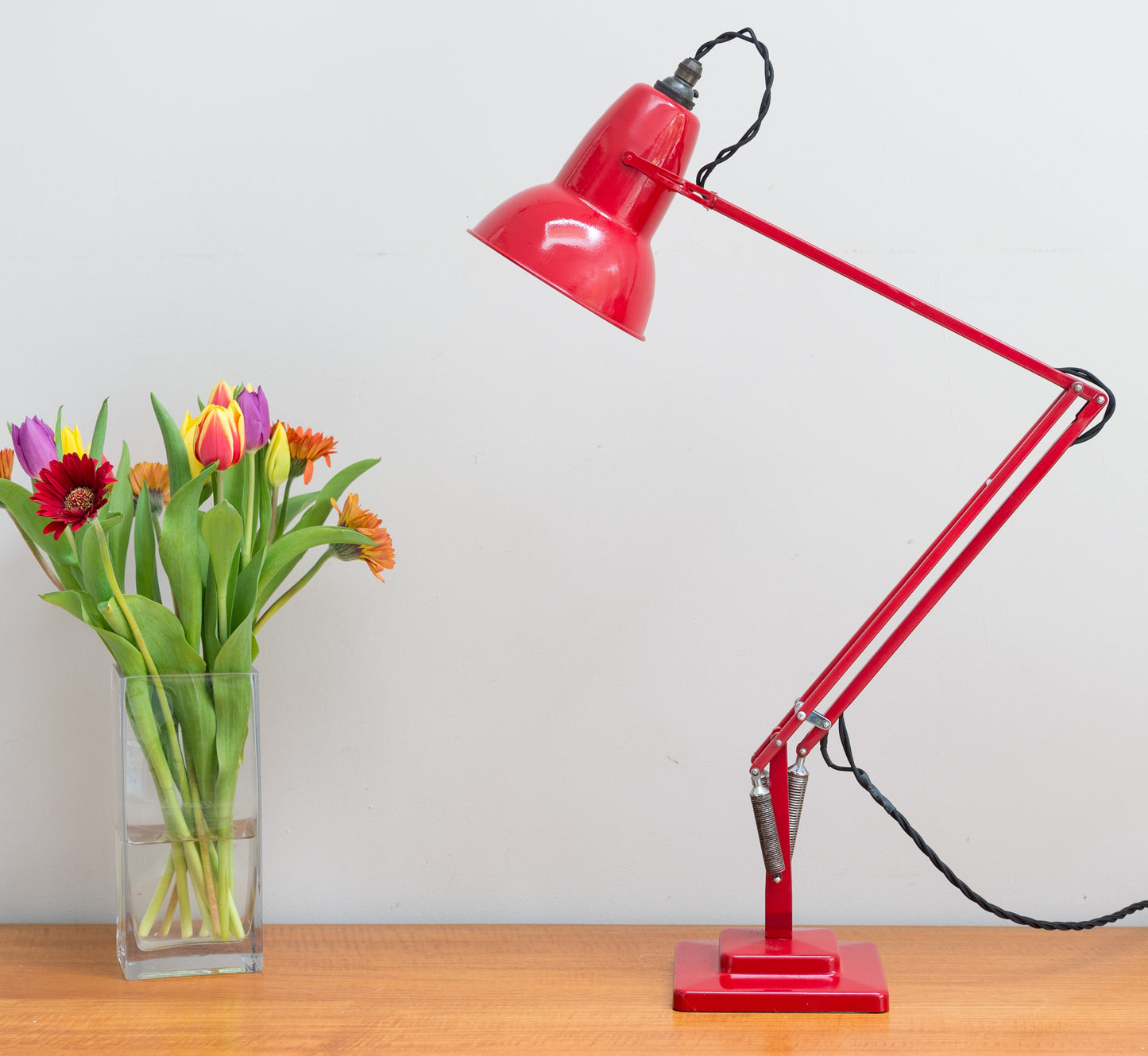 Anglepoise 1227 Desk Lamp Re-Furbished In Red 1950's English