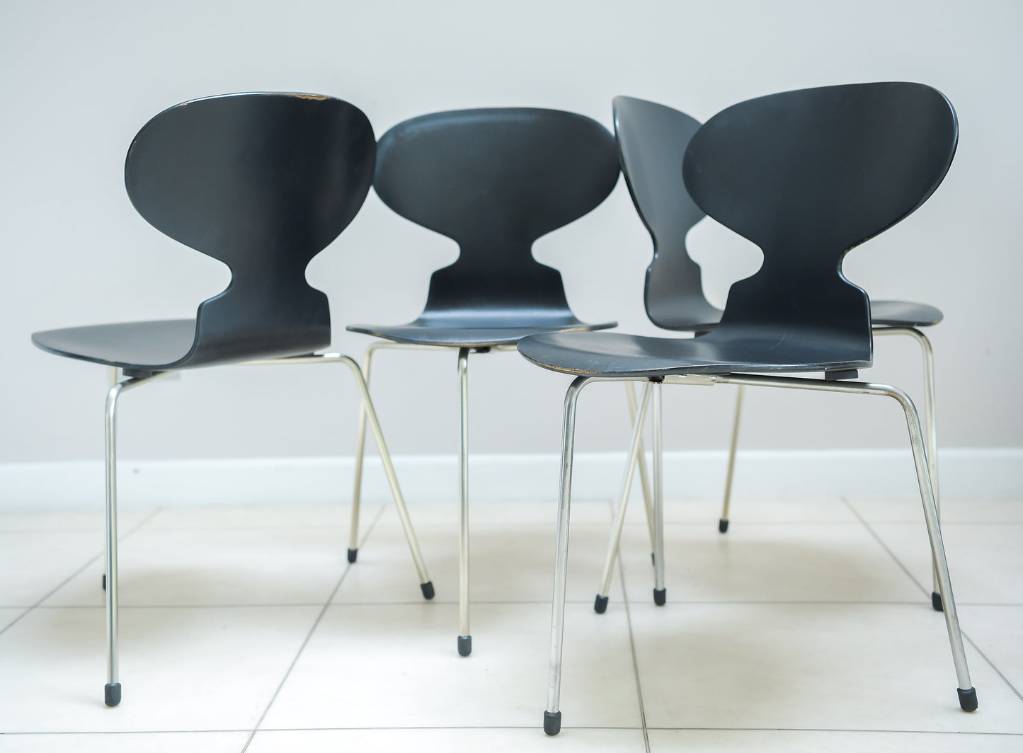 Set Of 4 Danish Ant Chairs In Black By Arne Jacobsen For Fritz Hansen   1950s