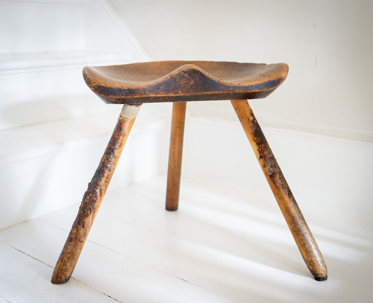 Heavily patinated wonderful elm stool