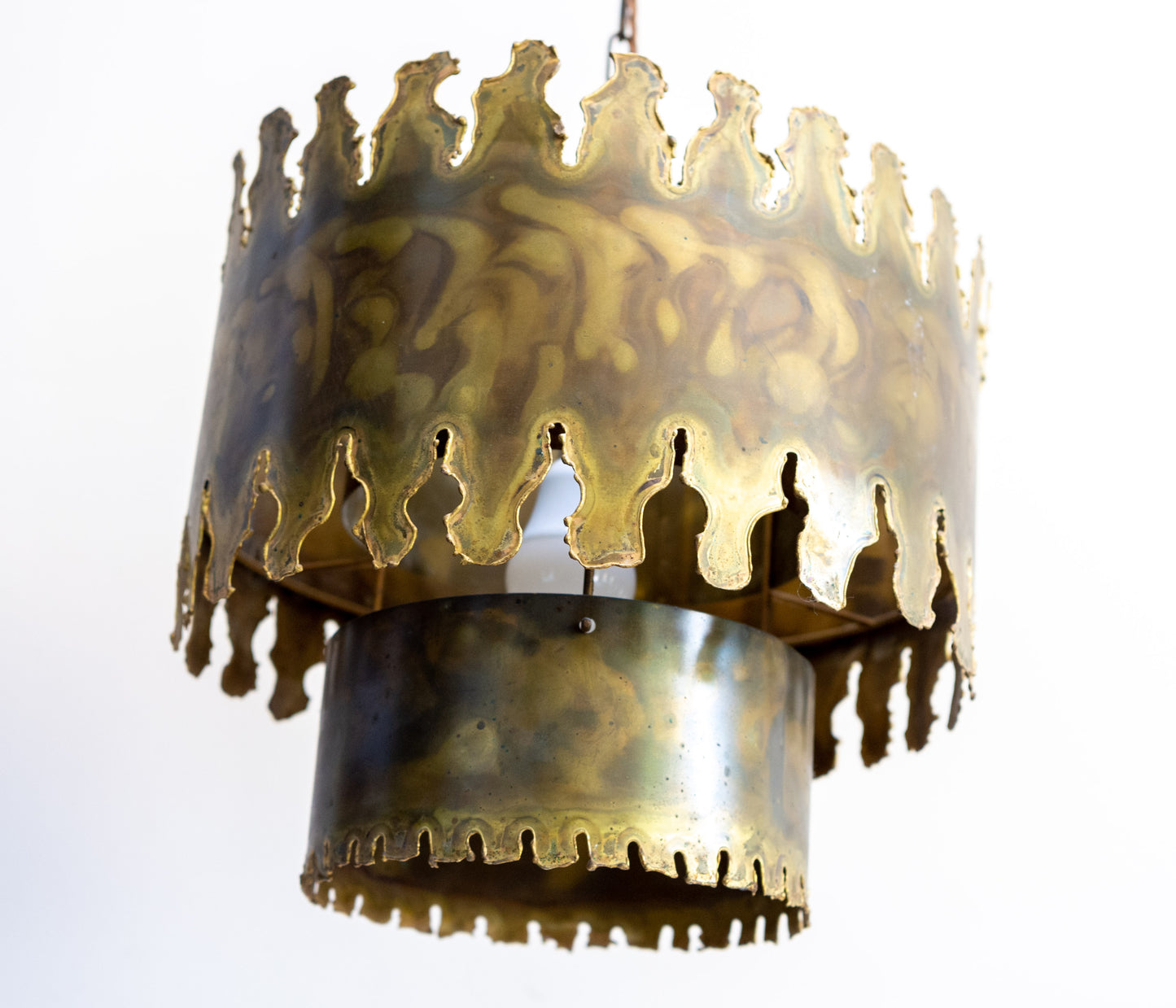 Brutalist Pendant Light Type 6399 In Oxidised Brass By Svend Aage Holm Sørensen