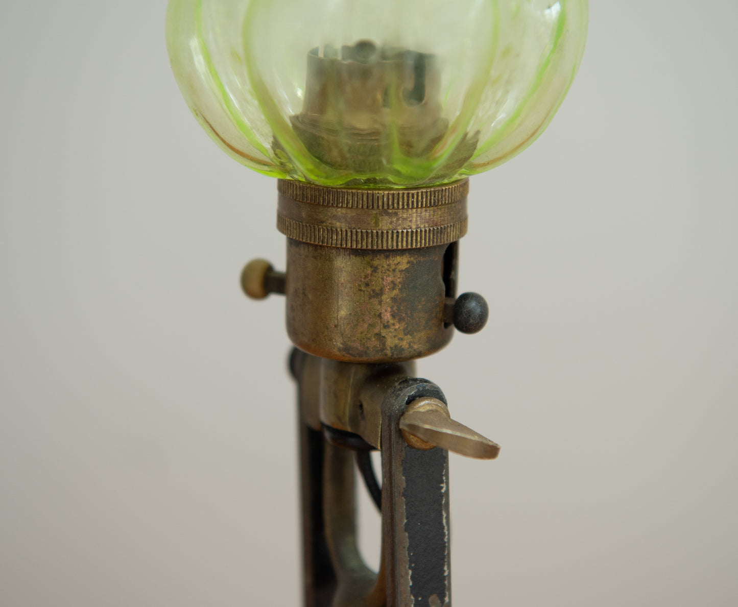 Iron and Brass Marine Gimbal Lamp. Original Ship Counterbalance Lamp