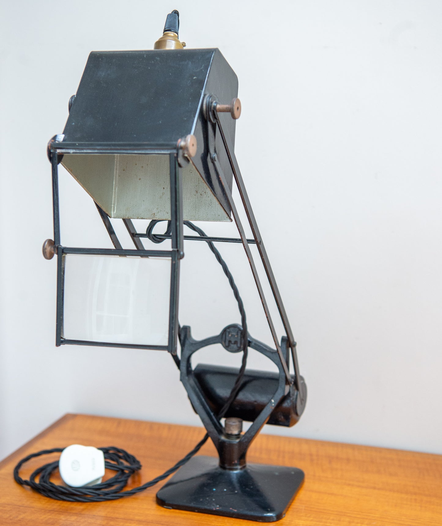 Early Hadrill & Horstmann ‘Pluslite' Table Lamp With Magnifying Glass Designed For Map Reading. English 1940s