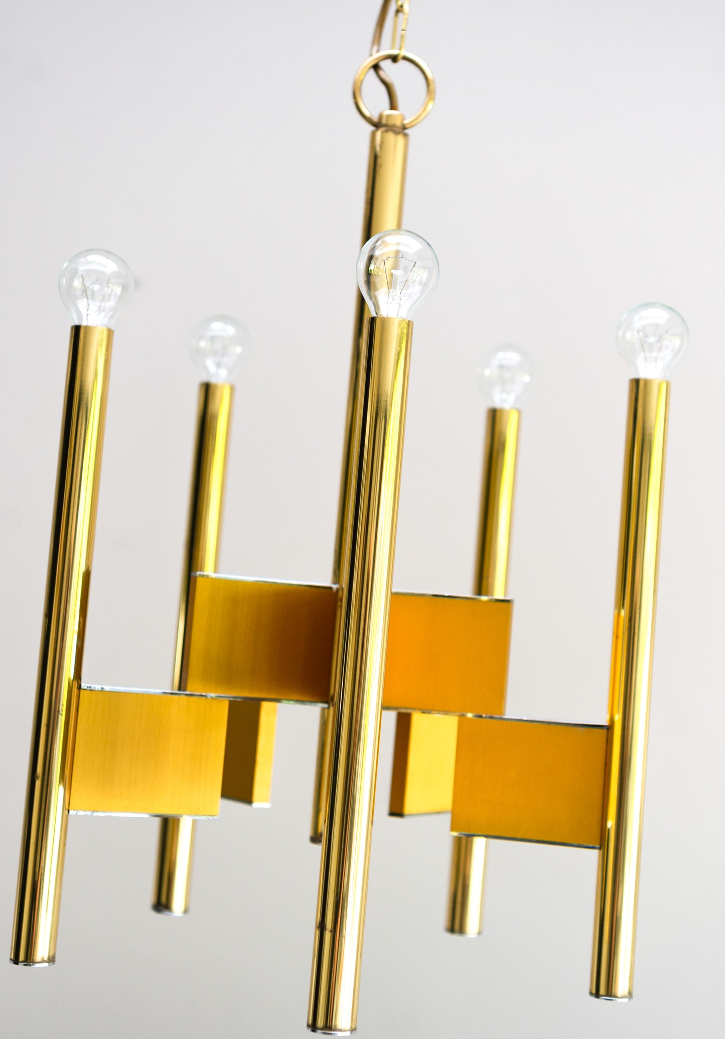 Gaetano Sciolari Mid 20th Century Brass Italian Pendant Light 1970’S