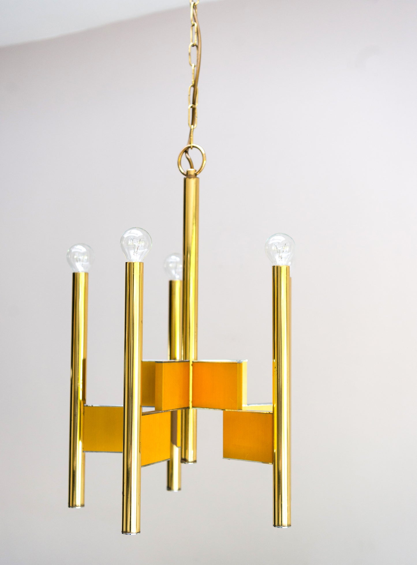 Gaetano Sciolari Mid 20th Century Brass Italian Pendant Light 1970’S