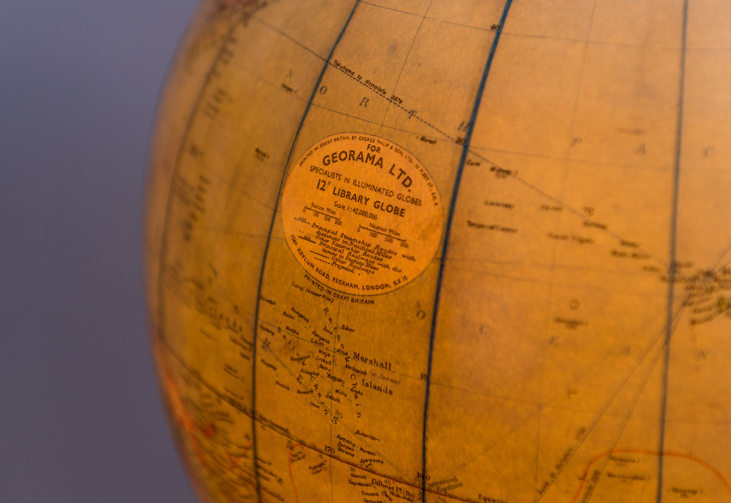 Illuminated Georama 12inch Library Globe By George Philip's & Sons. London England 1930'S